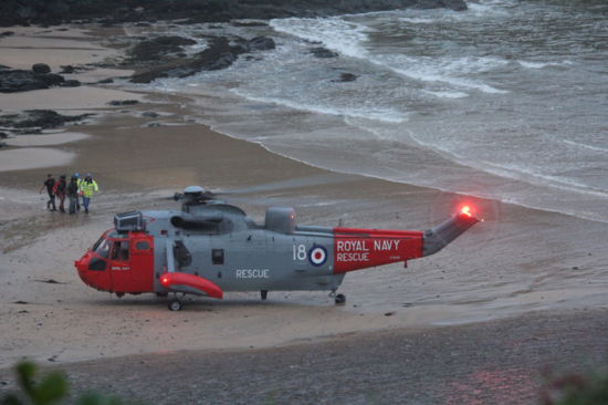 Helicopter Rescue photographed from luxury holiday cottages at Poldhu Cove, Lizard, Cornwall by Nicola Parkman on 19/08/2012